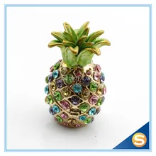 Wholesales 2pcs/lot Miniature Pineapple Jeweled Trinket Box Jewelry Box with Crystal Stones