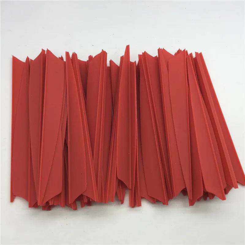 

50 PC / 4 " Red Shield Cut Shape Feather Hunting Arrow Blade Accessories With Feather Plastic Arrow Feather A5
