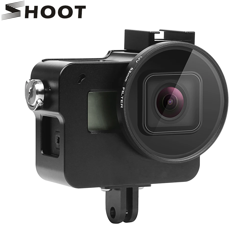 SHOOT Aluminum Alloy Protective Case with UV Filter Mount for GoPro Hero 6 Action Camera Housing Shell Go Pro Hero 6 Accessories SHOOT Aluminum Alloy Protective Case with UV Filter Mount for GoPro Hero 6 Action Camera Housing Shell Go Pro Hero 6 Accessories
