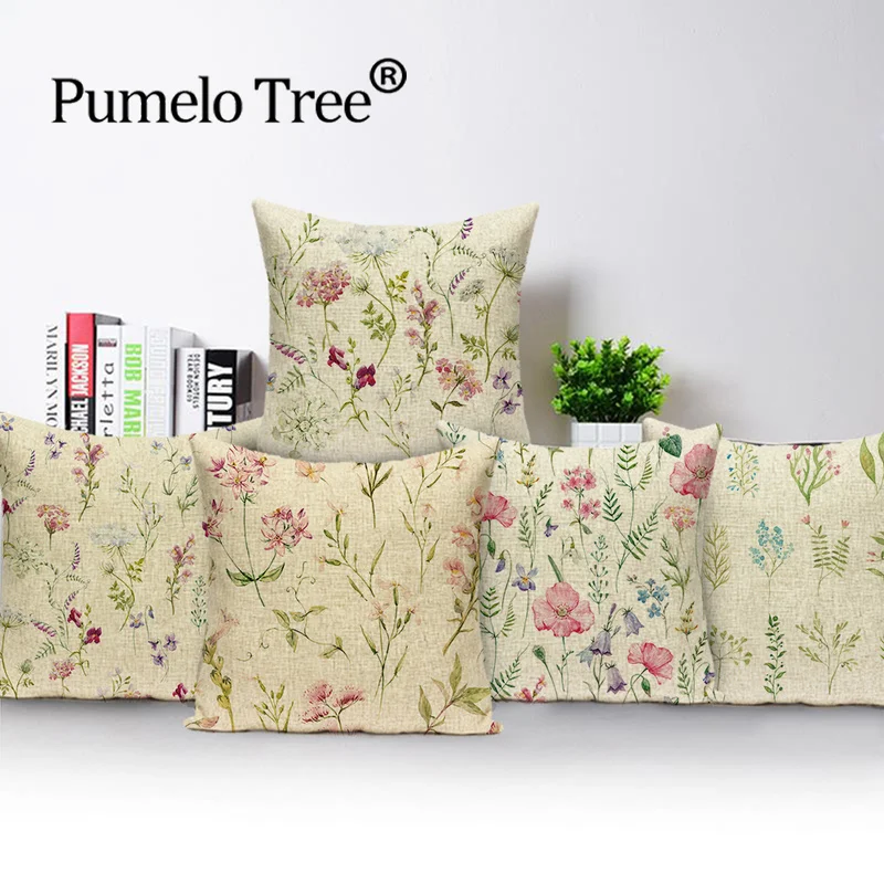 Nordic Decoration Cushion Cover Spring Pillow Covers Plant Flower Throw Pillow Case 45 X 45 Cm Cushions Home Decor Bed Cases