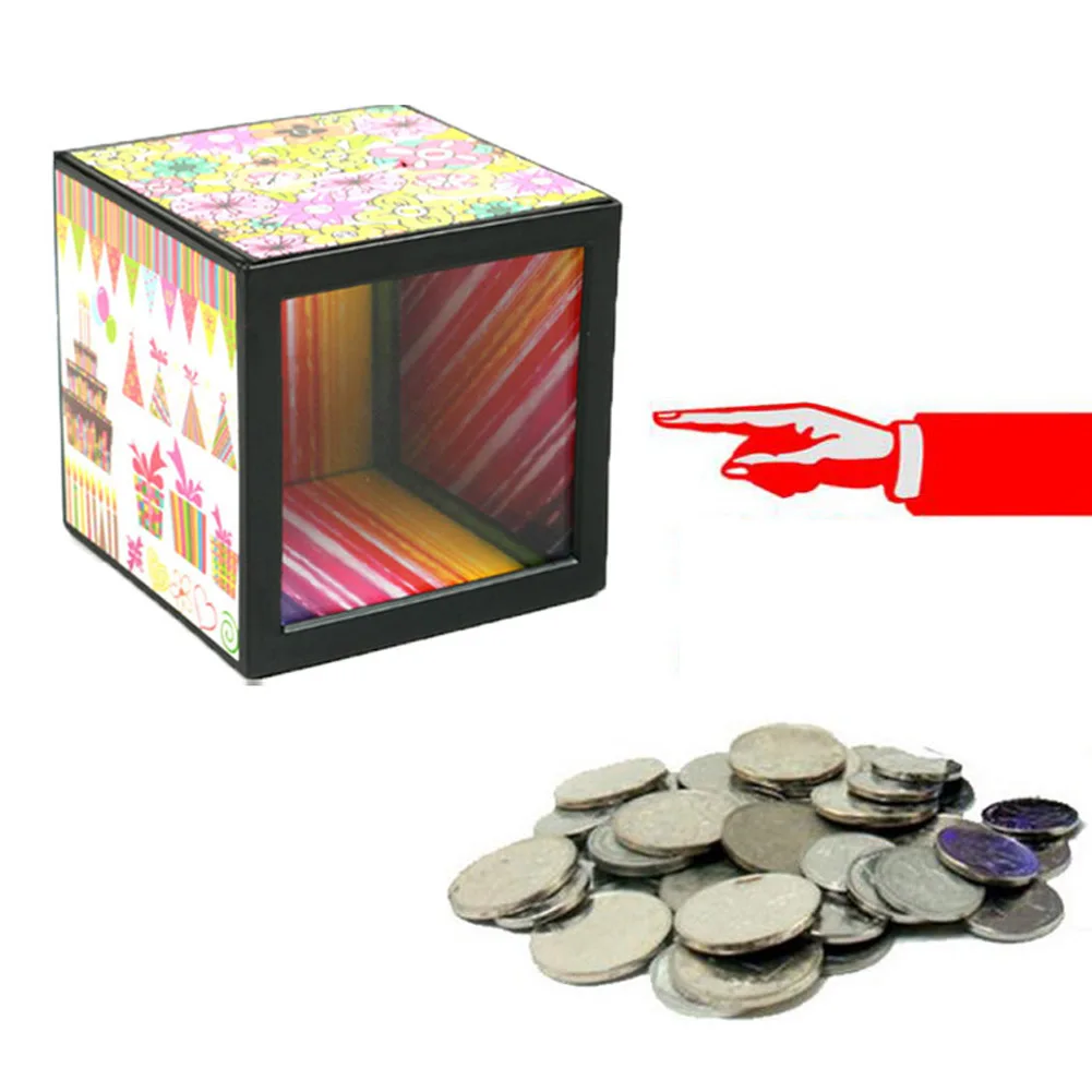 Забавные гаджеты flash light up magic box Копилка крупным планом волшебный трюк деньги