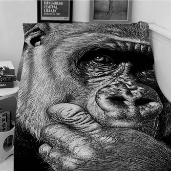 

Blankets Cobertor Warmth Soft Plush Classic Black White Pattern Cute Gorilla Monkey Sofa Bed Throw a Blanket Thick Thin Plaid