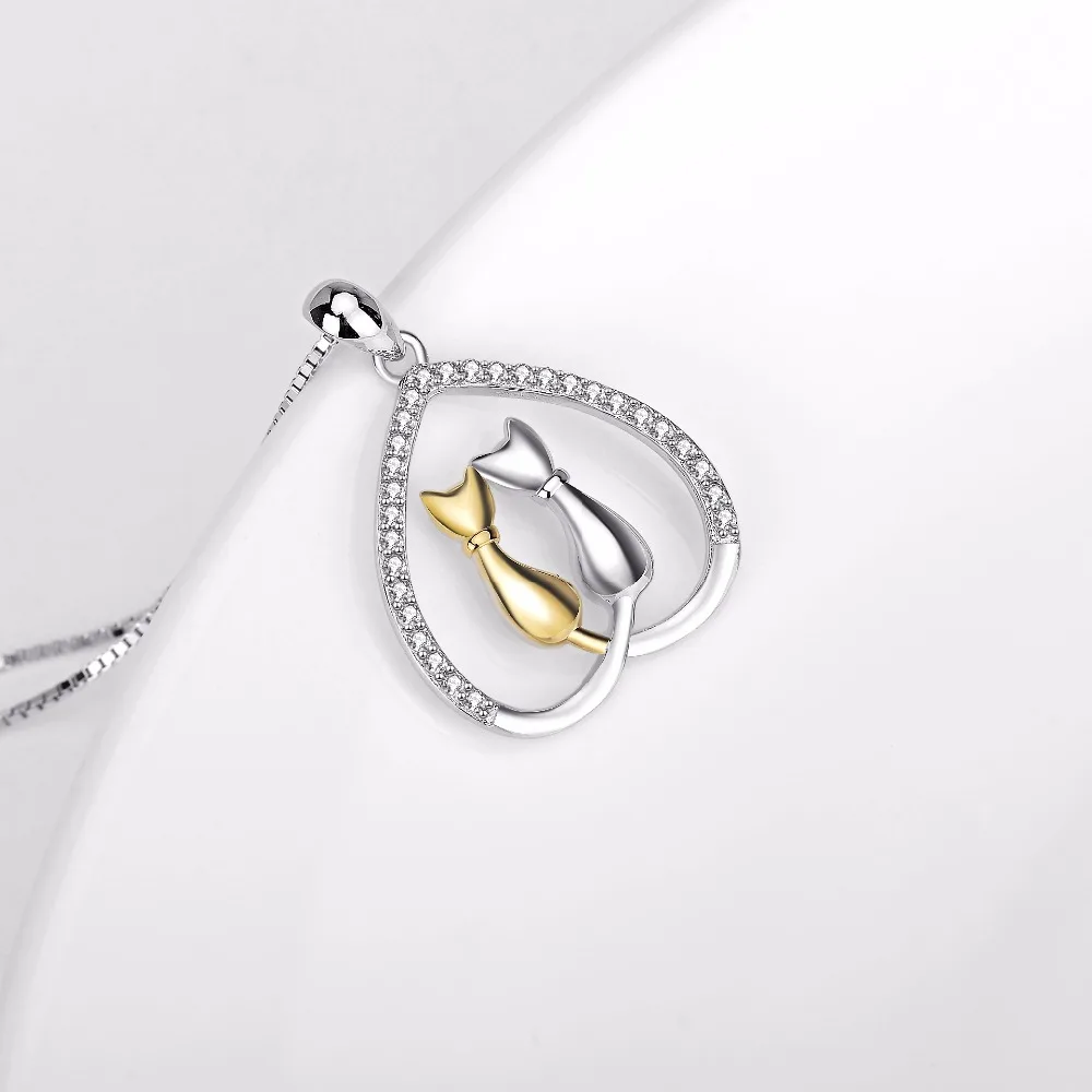 YFN 925 пробы Серебряное ожерелье с милым котом женское ожерелье с кулоном роскошное Стерлинговое Серебро ювелирное изделие подарок женское ожерелье