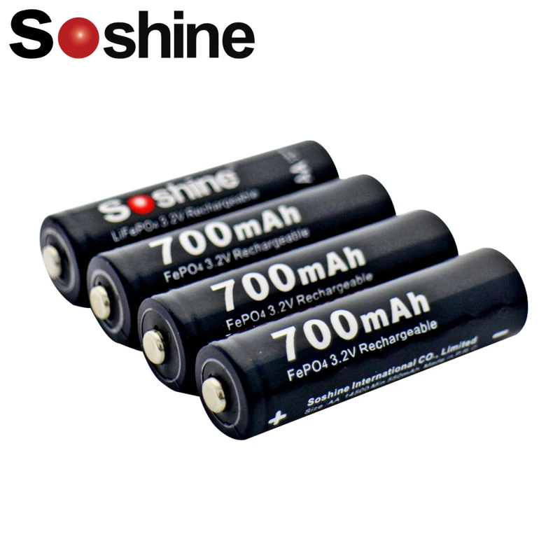 4x Оригинальная Аккумуляторная Батарея Soshine LiFePO4 3,2 V 14500 AA 700mAh+ чехол