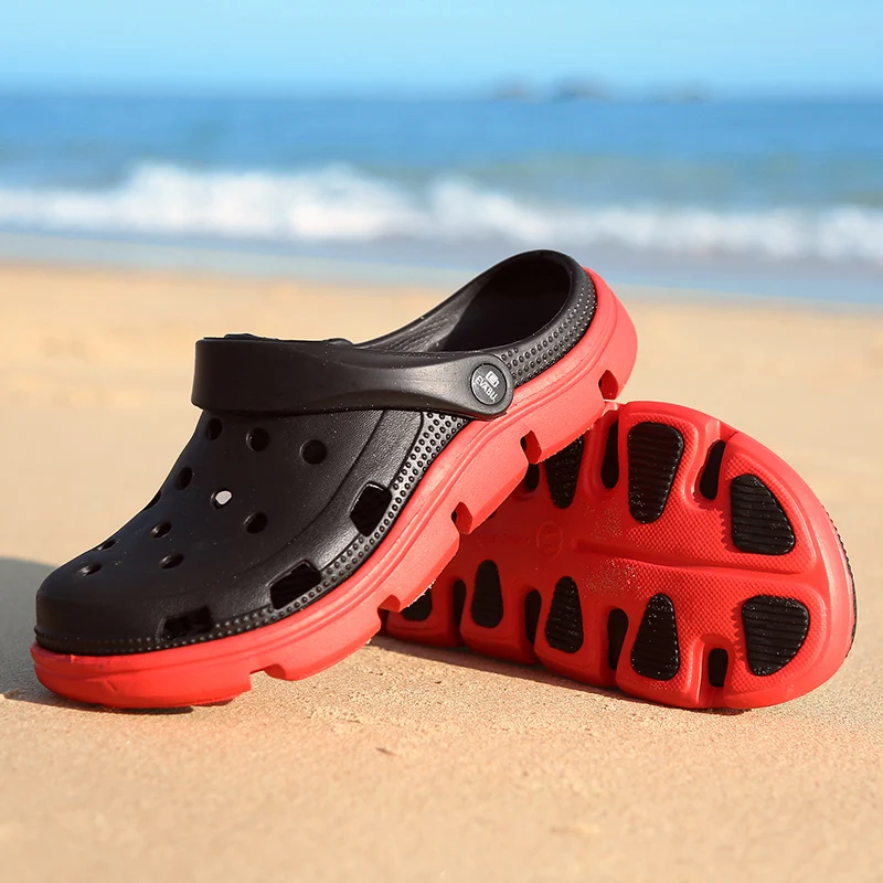 Летние повседневные сандалии для Для мужчин Для мужчин пляжные шлепанцы с воздухопроницаемым отверстием; Туфли без каблуков светильник мужской Массажная обувь Для мужчин Босоножки, шлепанцы