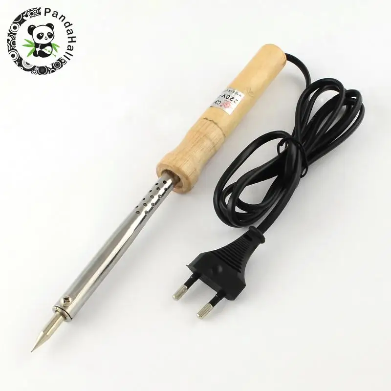 Jewelry Tools Electric Soldering Iron with Wood Handle, Wheat, 250x25mm