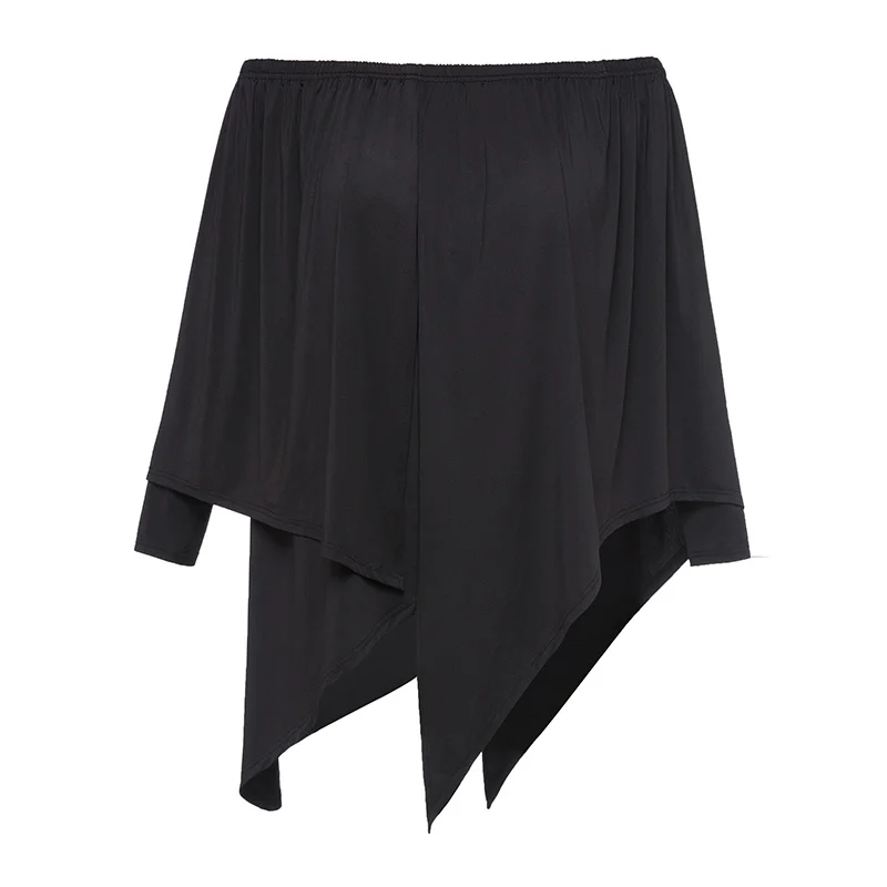 2018 New Sexy Black Cotton Fashion Women Blouses Loose Slash Neck Pleated Backless Girls Sweet Plain Plus Size Female Shirts Blouses