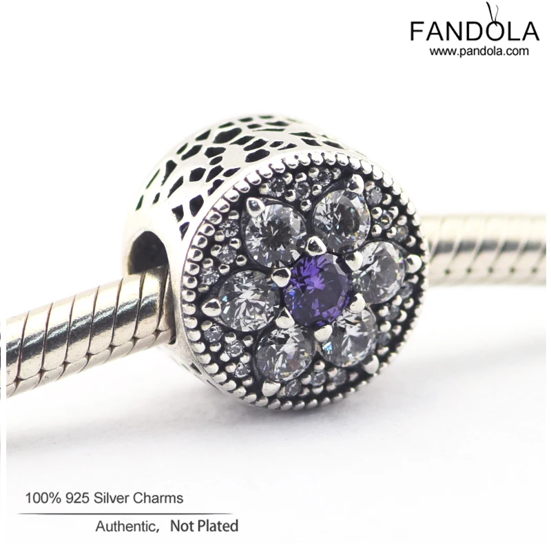 

Wholesale 925 Sterling Silver Forget Me Not Crystal Charm Beads for Jewelry Making Fits Original Brand Charms Bracelets
