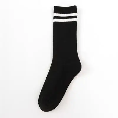 Японский стиль Харадзюку, 1 пара, унисекс, женские носки в полоску, дышащие хлопковые носки для скейтборда, 8 цветов, женские и мужские удобные носки - Цвет: black