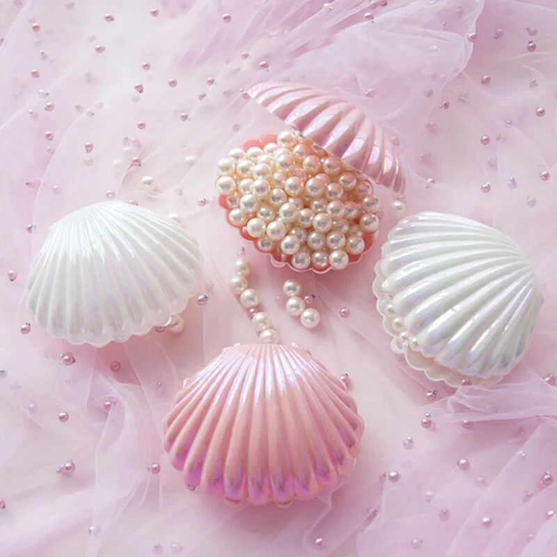 

10cm Romantic Shell Shape Lovely Wedding Engagement Ring Box For Earrings Necklace Bracelet Jewelry Display Gift Box Holder