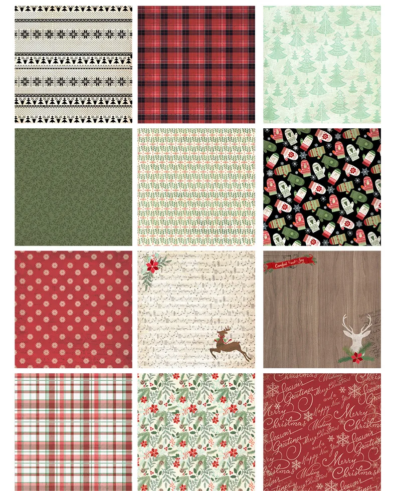 12'' inch Merry Christmas Happy holiday joy background paper pads