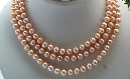 

huij 001718 50"9-10mm round pink freshwater pearl necklace