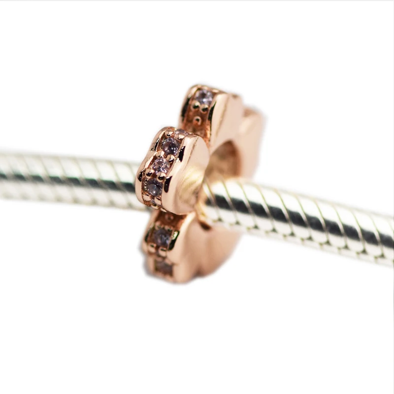 

2018 Mother Day 925 Sterling Silver Charm Spacer Rose Gold Original Beads Fit Pandora Bracelets DIY for Women Jewelry Making