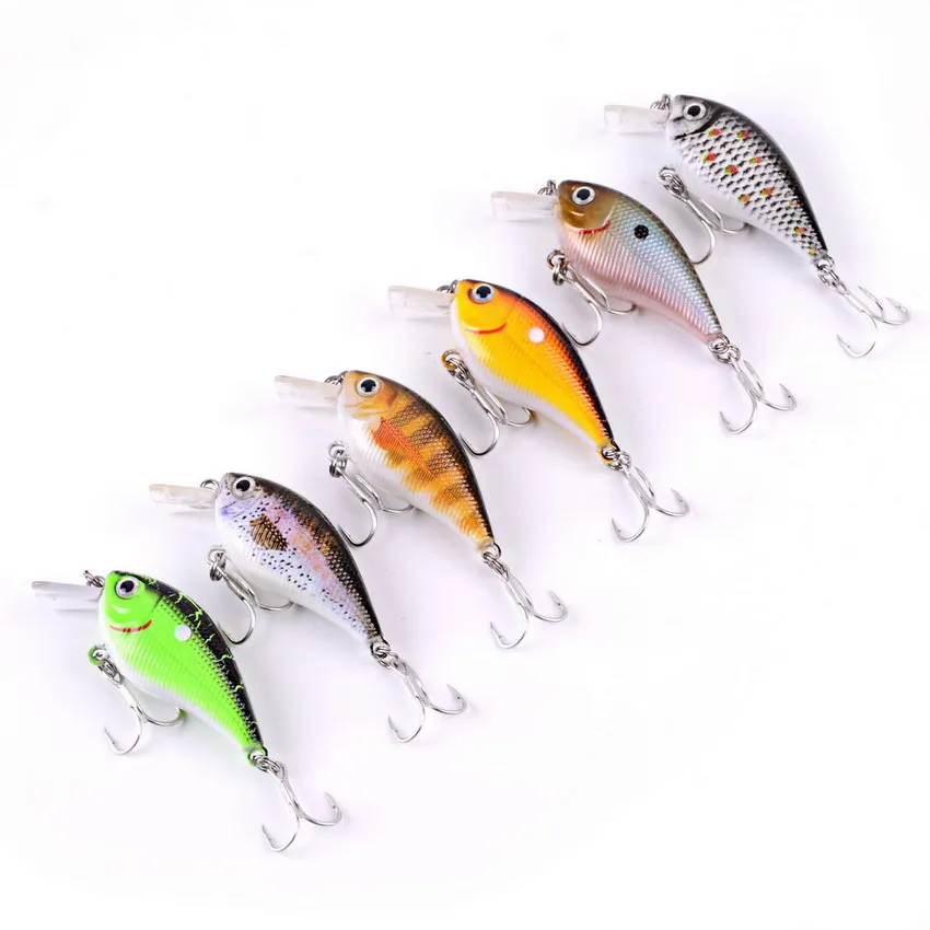 6pcs Crankbait Fishing Lure Set Hard Plastic Artificial Fishing Crank Bait For Sea Lake Fishing Gear Accessories Fake Fish