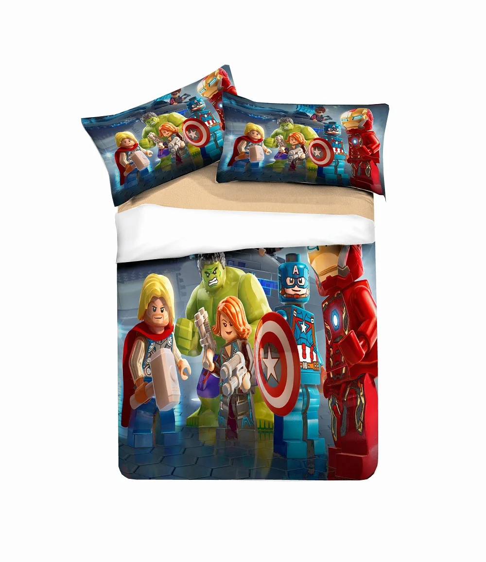 Комплект постельного белья с 3D принтом Халк/Тор, Капитан Америка, Человек-паук, набор пододеяльников для детей, набор постельного белья для мальчиков, наволочка
