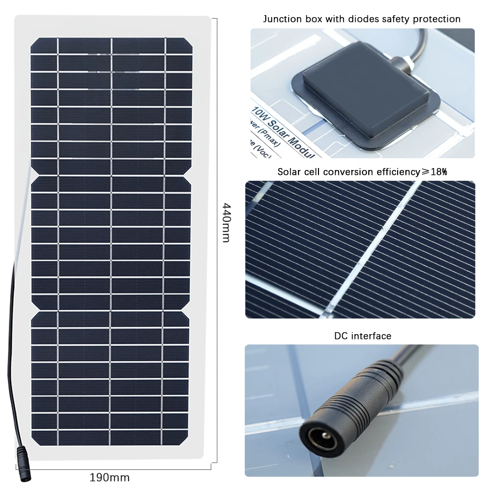 XINPUGUANG zonnepaneel fotovoltaico 10 Вт Гибкая монокристаллическая 12 В солнечная панель 12 В зарядное устройство Модуль батарея для водяного насоса автомобиля