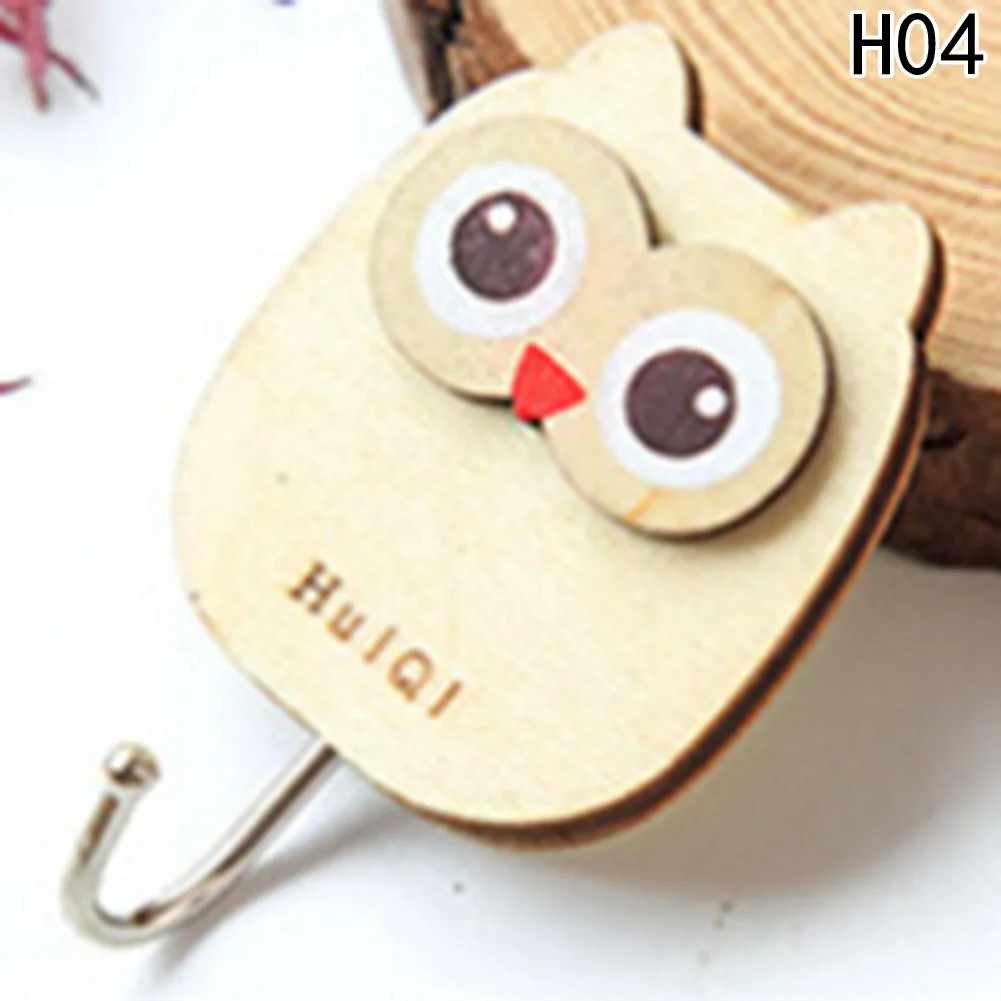 

1Pcs 2018 Multipurpose Creative Cute Cartoon Wooden Wall Hooks Self Adhesive Wall Door Hook Clothing Hanger Stick Hook