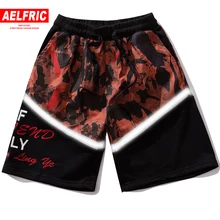 Эльфрик 3M Светоотражающие Цвет блок мужские шорты Карго Лето ленты камуфляж Повседневное колена хип-хоп шорты штаны для уличного бега
