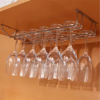 

Stainless Steel Wine Rack Wine Holder 1/2/3 Row Wine Glass Holder Stemware Rack Cabinet Wall Storage Organizer
