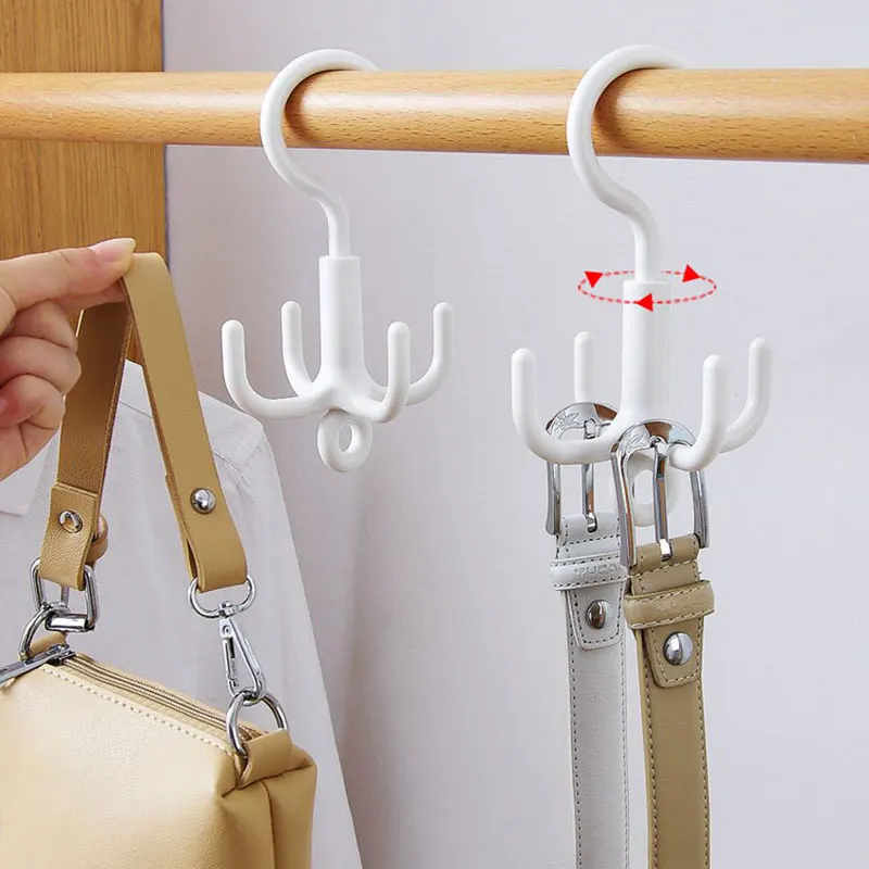 

vanzlife Wardrobe multi-purpose hook home rotating silk scarf tie storage rack multi-function plastic belt hook drying rack