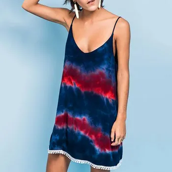 

Women's Summer dress Fashion Casual ladies vestidos Colour Tie-dyed Sexy Suspended Dresses jurken zomer 2019 sommerkleid
