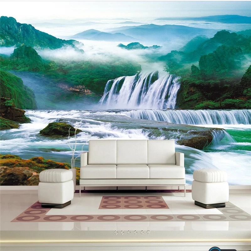 

beibehang Custom wallpaper 3d stereo mural landscape water flowing water wealth waterfall living room TV background wall paper