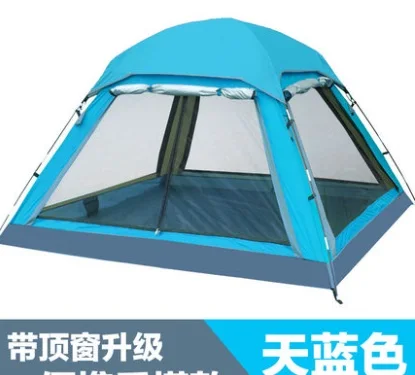Flytop 3-4 человека, водонепроницаемые семейные вечерние палатки для пикника, барбекю, пешего туризма, путешествий, пляжа, рыбалки, тента Для Путешествий, Походов, Кемпинга - Цвет: Sky Blue with Top