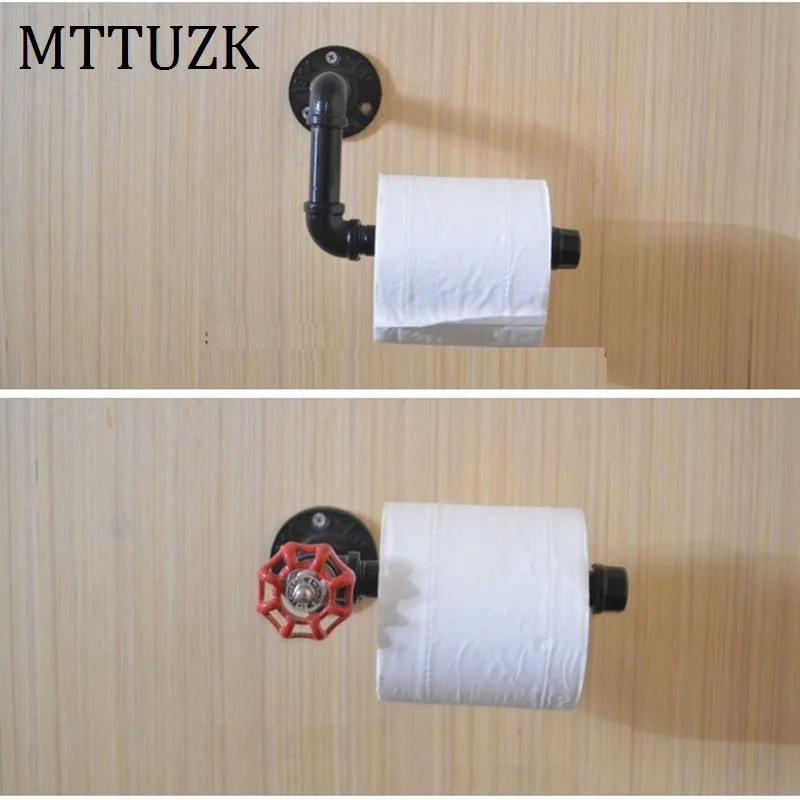 

MTTUZK Black Iron Pipe Toilet Paper Holder Industrial Retro Style Toilet Paper Holders Wall Mounted Roller Holder MT1903