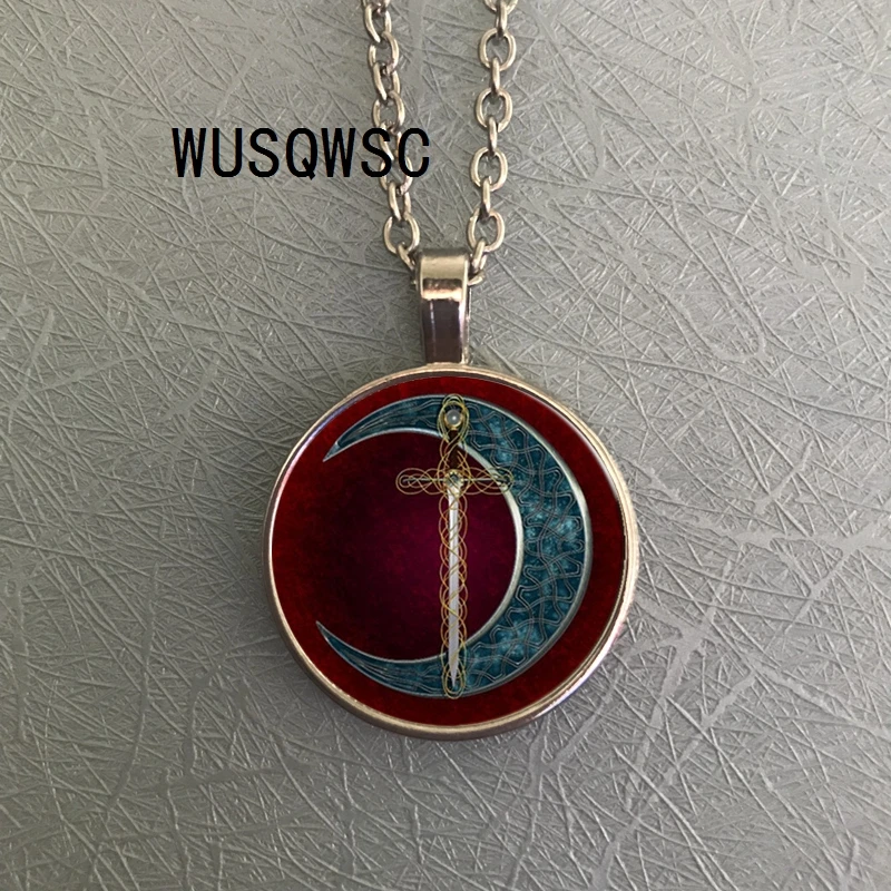 WUSQWSC Луна и длинный меч Wicca ирландский языческий амулет талисман Очаровательная
