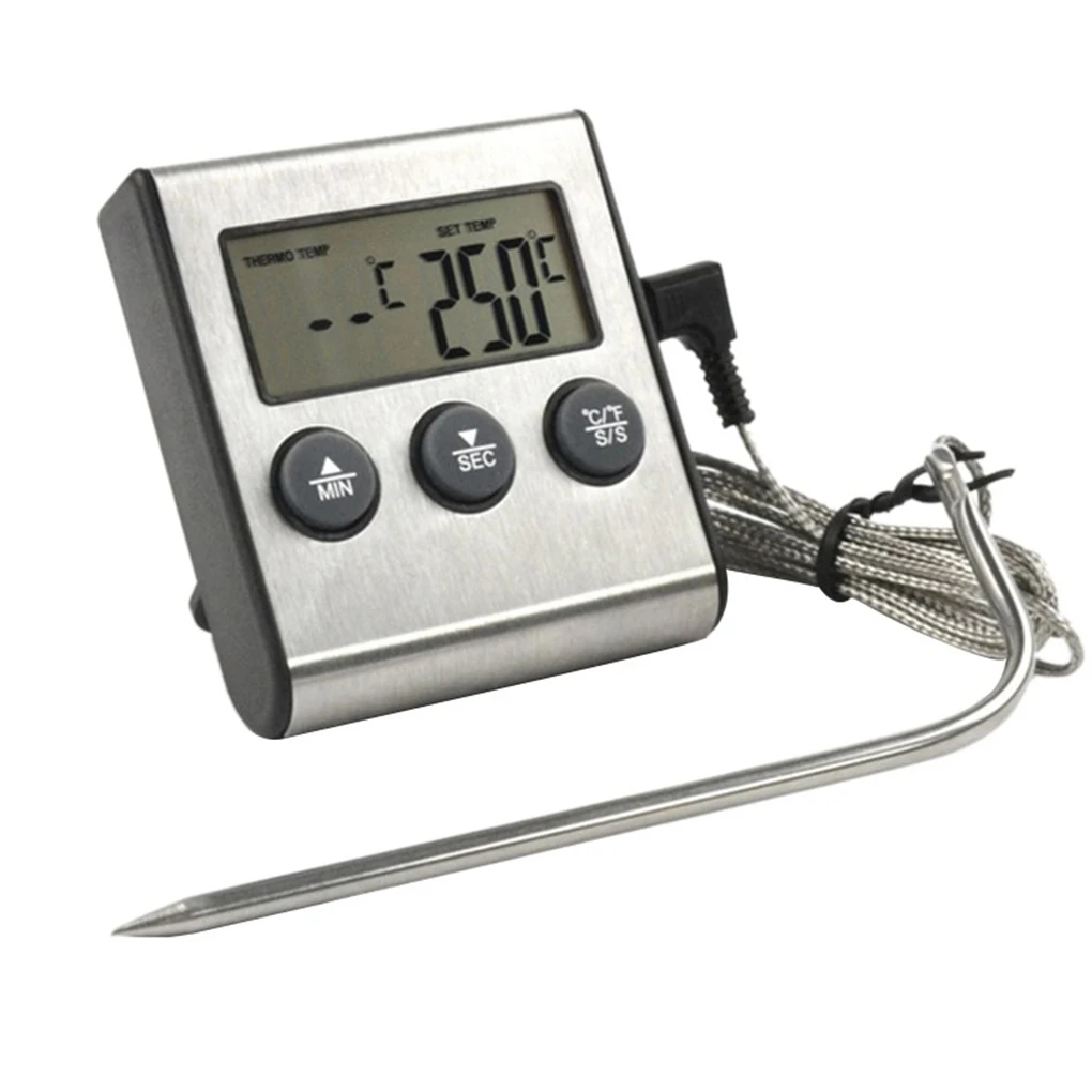 

Digital Lcd Display Probe Food Thermometer Timer Bakeware Kitchen BBQ Meat Cooking Temperature Meter
