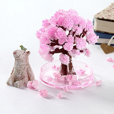 

2019 10x8cm Artificial Magical Grow Paper Sakura Trees Magic Growing Tree Japan Desktop Cherry Blossom Kids Toys For Children