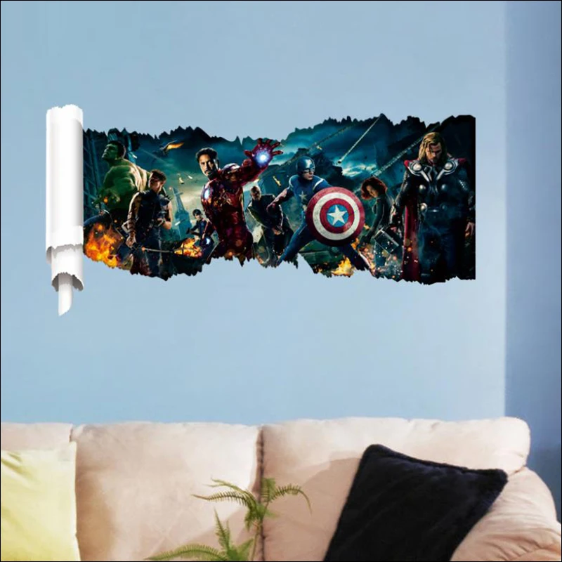 Креативные декоративные наклейки на стену с супер героем для дома, украшение на стену из фильма, ПВХ, декор для гостиной, спальни, Фреска, художественные подарки, наклейки