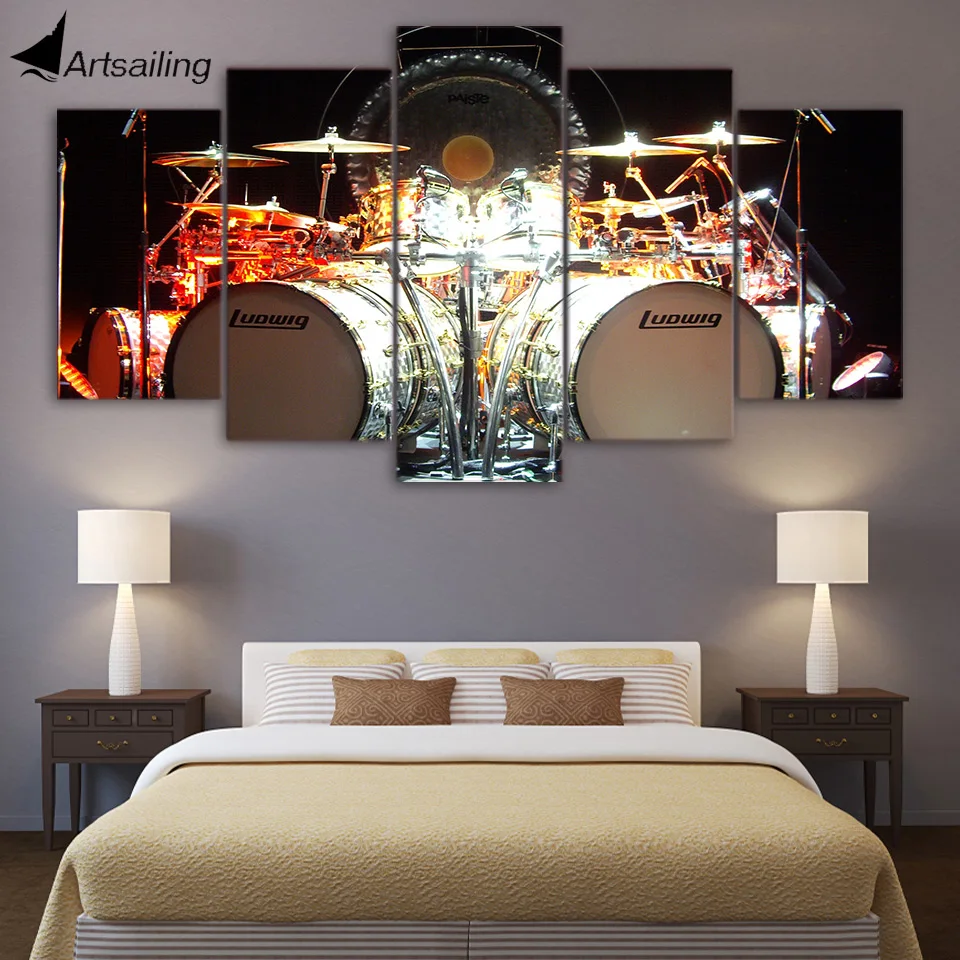 

5 Piece Canvas Art Music drums kit HD Printed Wall Art Home Decor Canvas Painting Picture Poster Prints Free Shipping CU-1399A