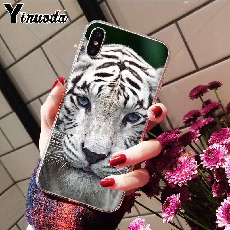Мягкий силиконовый чехол Yinuoda из ТПУ с изображением животных тигра для iPhone 8 7 6 6S