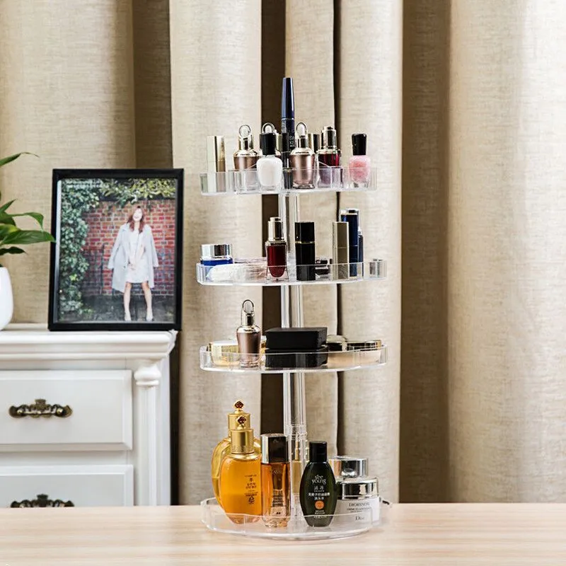 

Plastic Acrylic Makeup Cosmetic Organizer 360 Degree Rotation Cosmetic Storage Box Makeup Organizer Lipstick Holder Storage Box