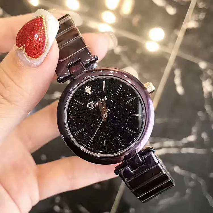 

2019 Latest Luxury lady Crystal Watch Women black Dress Watch.Fashion Gift Rose Gold Watches Female Purple Wristwatches Hot sale