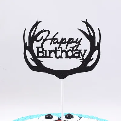 Cake Flag Cupcake Toppers Birthday Party Decorations Kids Cake Topper Happy Birthday Cupcake Toppers Birthday Party Supplies - Цвет: black11