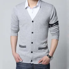 Новая мода Для мужчин свитера Трикотаж весна Autunn тонкий кардиган с v-образным вырезом с длинным рукавом хлопок Досуг Свитера