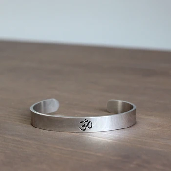 

Eastisan Stainless Steel Yoga OM Sign Bangle For Women Men Medition Jewelry Cuff Mantra Bracelet Best Gifts Positive Inspiration