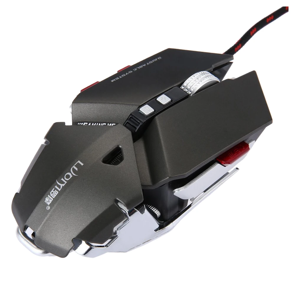 LUOM G50 Проводная программируемая 10 кнопок 4000 dpi профессиональная оптическая Механическая эргономичная игровая мышь, серая - Цвет: Gray