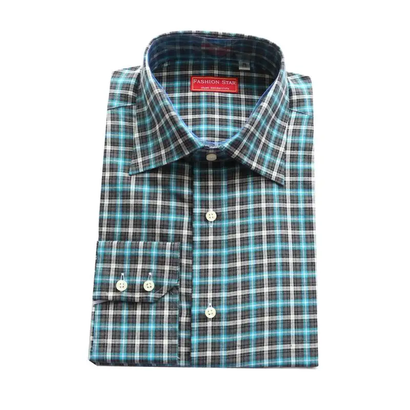 Image grey with blur and white color plaid flannel male casual Shirt, men s tailor made bespoke cotton MTM shirt free shipping