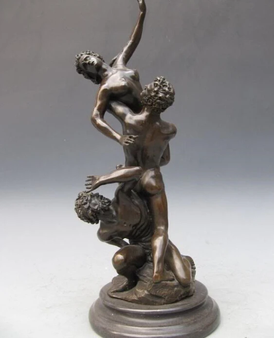 

17 Greek Mythology exquisite Two Nude Man And Woman Copper Bronze Art Statue