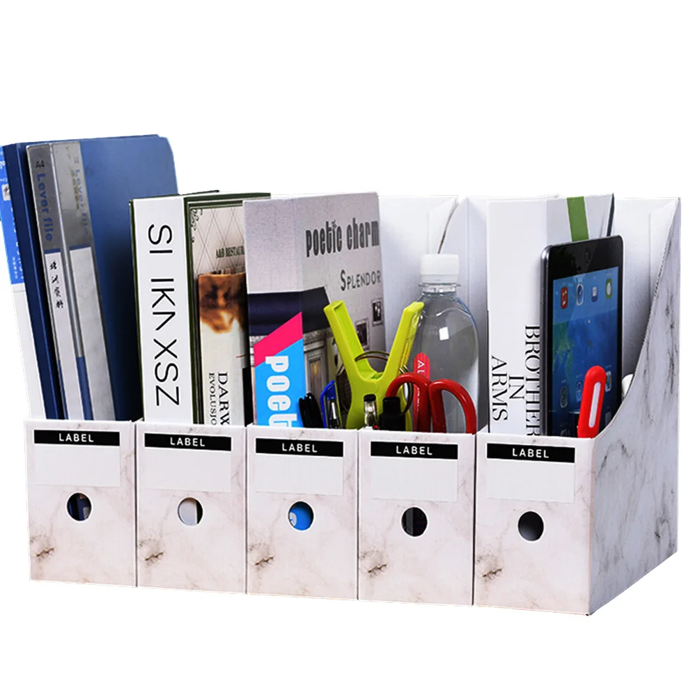 

5PCS/Set Simple File Holder Storage Box Paperwork Desk Organiser Foldable Magazine School Document Pencil Stationery Paper