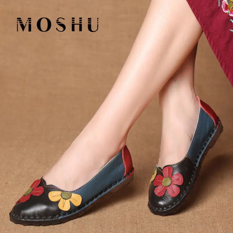 

Summer Women Flats Shoes Genuine Leather Loafers ladies Shallow Moccasins Casual Shoes Slip On Zapatos Mujer