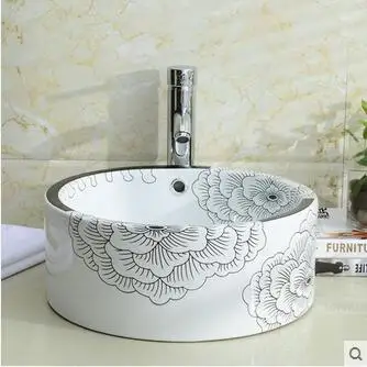 

Wei yu the stage basin to wash face basin sink sink art color black peony