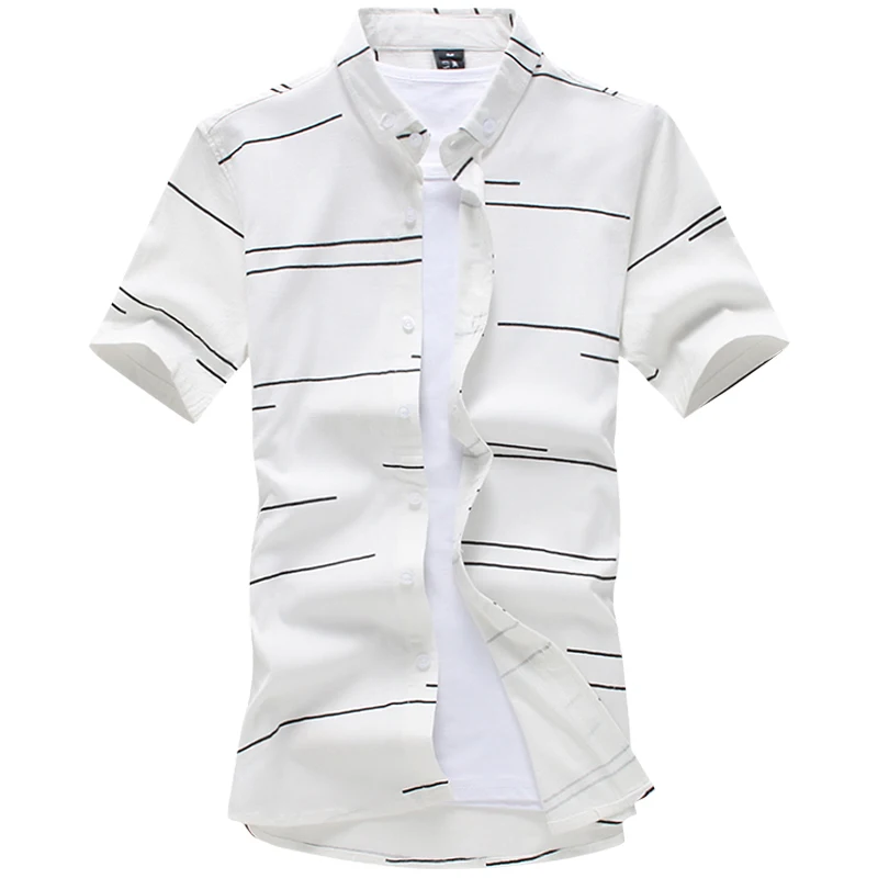 

good quality striped shirt men fashion summer mens short sleeve casual shirt white cotton shirt