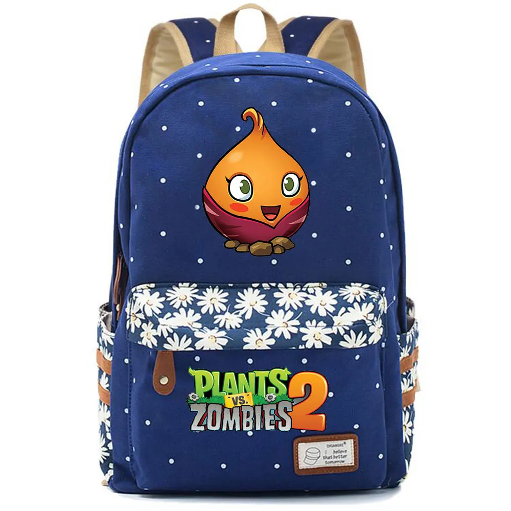 Игра PVZ, Подсолнух, крестьянский орех, цветы, точка, мальчик, девочка, школьная сумка, женский рюкзак, школьная сумка для подростков, Холщовый женский рюкзак 9 - Цвет: 703CHK-30
