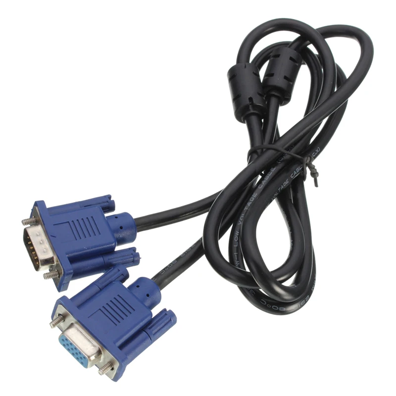 FULL-1.5m VGA SVGA вилка к розетке удлинитель соединительный кабель ПК, телевизор, монитор черный+ синий