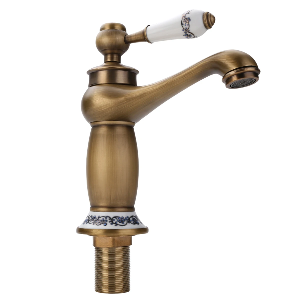 High Quality Antique Kitchen Bathroom Faucet Single Hand Hot & Cold Mixer Tap Ceramic Handle Mayitr Hot Selling