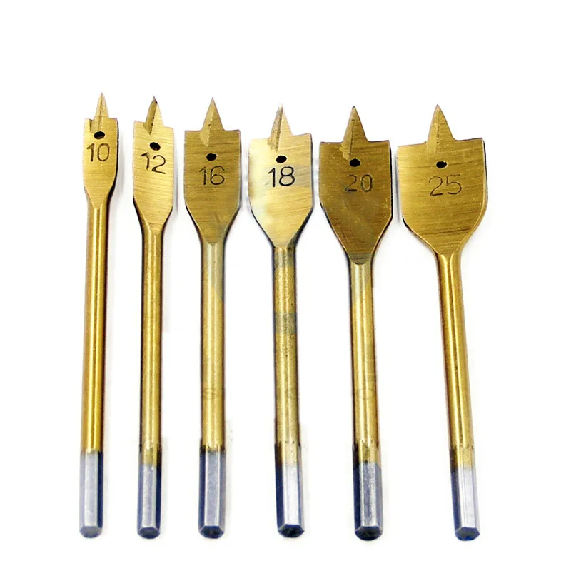6 pcs wood flat drill bit sets 10 25mm Hex handle wood metal drilling
